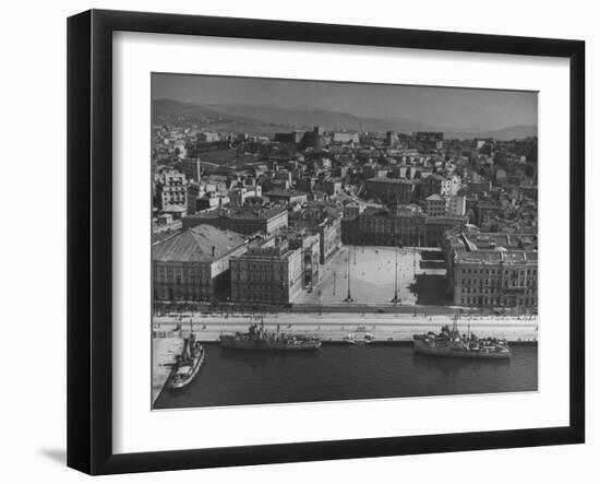 Trieste Harbor Showing Area Where Most Political Demonstrating Is Held-null-Framed Photographic Print