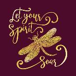 Let Your Spirit Soar. Hand Drawn Lettering with a Dragonfly. Modern Brush Calligraphy.-Trigubova Irina-Framed Art Print