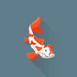 Flat Design White Orange Red Japanese Carp Koi Illustration-Trikona-Premier Image Canvas