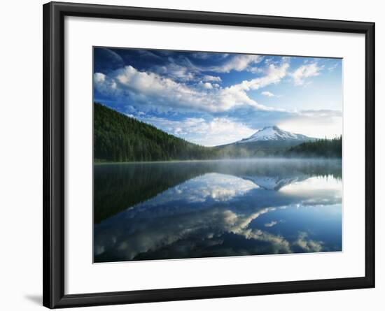 Trillium Lake, Mt Hood National Forest, Mt Hood Wilderness Area, Oregon, USA-Adam Jones-Framed Photographic Print