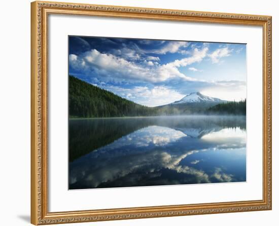 Trillium Lake, Mt Hood National Forest, Mt Hood Wilderness Area, Oregon, USA-Adam Jones-Framed Photographic Print