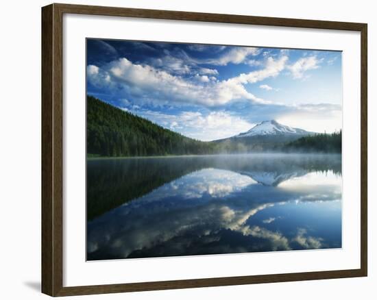 Trillium Lake, Mt Hood National Forest, Mt Hood Wilderness Area, Oregon, USA-Adam Jones-Framed Photographic Print