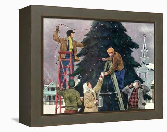 Trimming Christmas Tree, 1948-null-Framed Premier Image Canvas