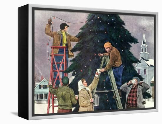 Trimming Christmas Tree, 1948-null-Framed Premier Image Canvas
