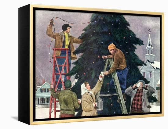 Trimming Christmas Tree, 1948-null-Framed Premier Image Canvas