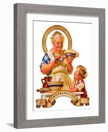 "Trimming the Pie,"November 23, 1935-Joseph Christian Leyendecker-Framed Giclee Print