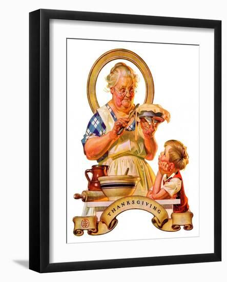 "Trimming the Pie,"November 23, 1935-Joseph Christian Leyendecker-Framed Giclee Print