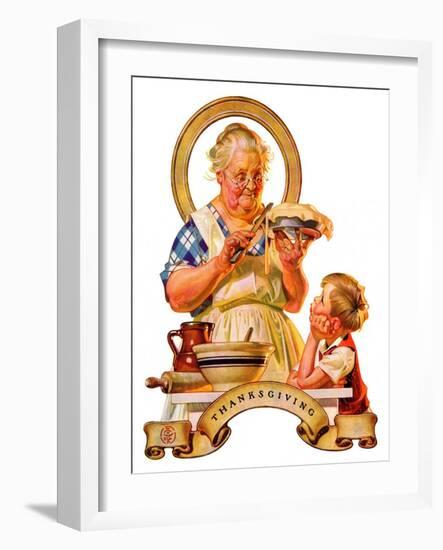 "Trimming the Pie,"November 23, 1935-Joseph Christian Leyendecker-Framed Giclee Print