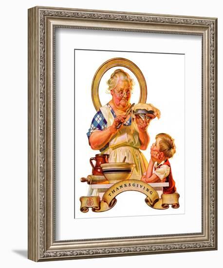 "Trimming the Pie,"November 23, 1935-Joseph Christian Leyendecker-Framed Giclee Print