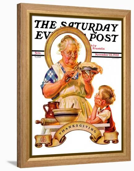 "Trimming the Pie," Saturday Evening Post Cover, November 23, 1935-Joseph Christian Leyendecker-Framed Premier Image Canvas