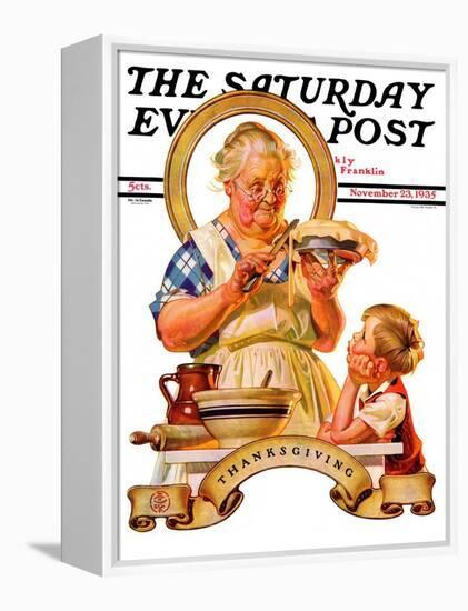 "Trimming the Pie," Saturday Evening Post Cover, November 23, 1935-Joseph Christian Leyendecker-Framed Premier Image Canvas