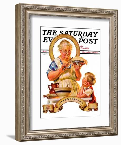 "Trimming the Pie," Saturday Evening Post Cover, November 23, 1935-Joseph Christian Leyendecker-Framed Giclee Print