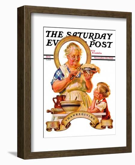 "Trimming the Pie," Saturday Evening Post Cover, November 23, 1935-Joseph Christian Leyendecker-Framed Giclee Print