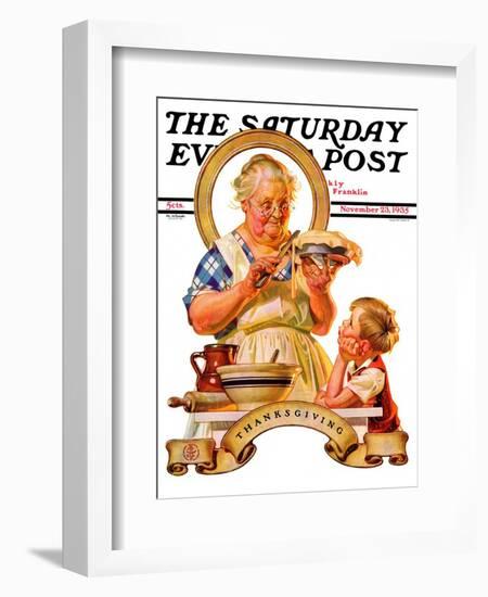 "Trimming the Pie," Saturday Evening Post Cover, November 23, 1935-Joseph Christian Leyendecker-Framed Giclee Print