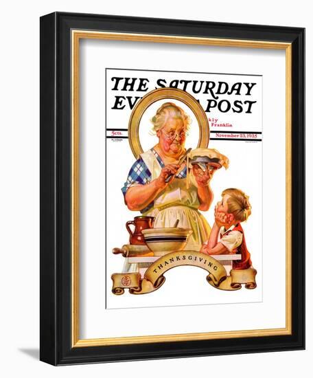 "Trimming the Pie," Saturday Evening Post Cover, November 23, 1935-Joseph Christian Leyendecker-Framed Giclee Print