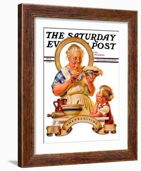 "Trimming the Pie," Saturday Evening Post Cover, November 23, 1935-Joseph Christian Leyendecker-Framed Premium Giclee Print