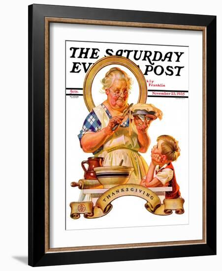 "Trimming the Pie," Saturday Evening Post Cover, November 23, 1935-Joseph Christian Leyendecker-Framed Giclee Print