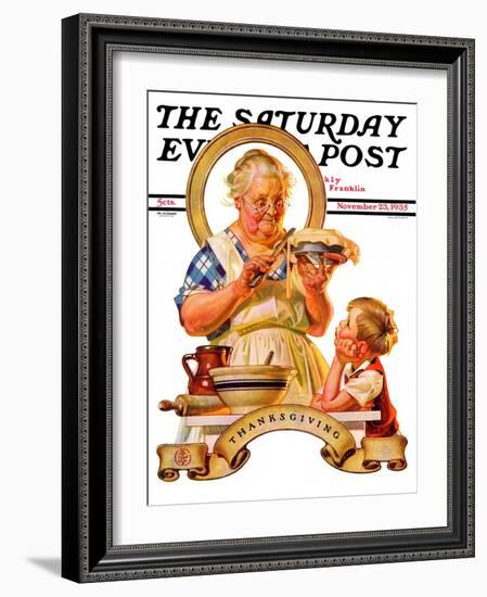 "Trimming the Pie," Saturday Evening Post Cover, November 23, 1935-Joseph Christian Leyendecker-Framed Giclee Print