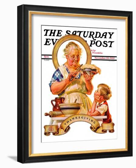 "Trimming the Pie," Saturday Evening Post Cover, November 23, 1935-Joseph Christian Leyendecker-Framed Giclee Print