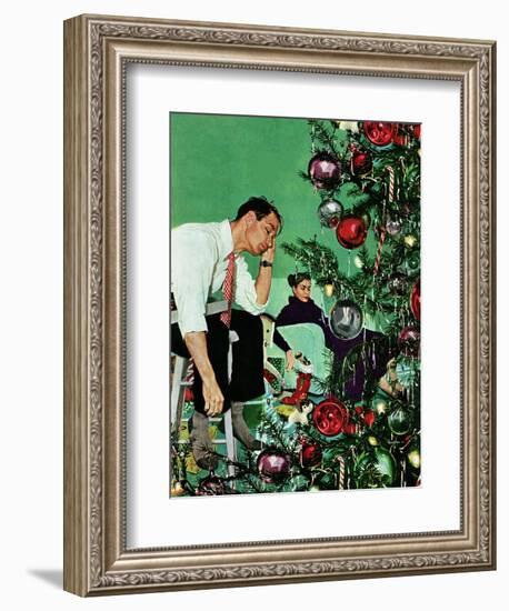 "Trimming the Tree," December 24, 1949-George Hughes-Framed Giclee Print