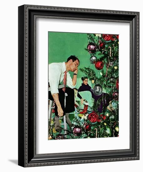 "Trimming the Tree," December 24, 1949-George Hughes-Framed Giclee Print