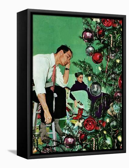 "Trimming the Tree," December 24, 1949-George Hughes-Framed Premier Image Canvas