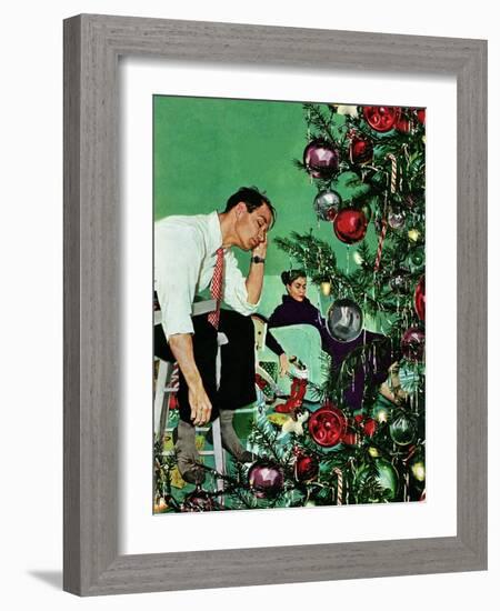 "Trimming the Tree," December 24, 1949-George Hughes-Framed Giclee Print