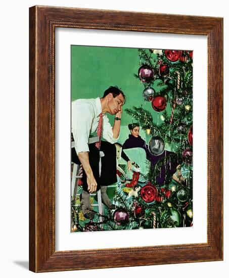"Trimming the Tree," December 24, 1949-George Hughes-Framed Giclee Print