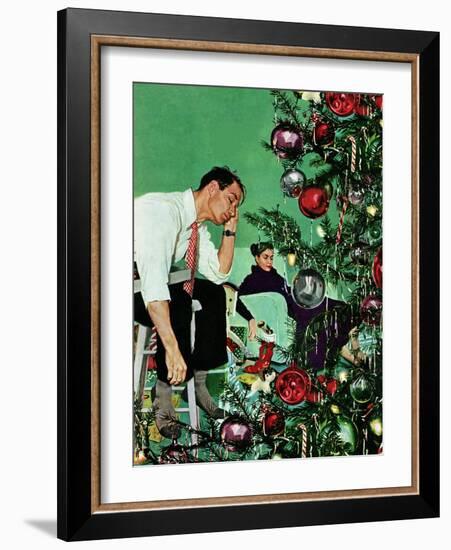 "Trimming the Tree," December 24, 1949-George Hughes-Framed Giclee Print