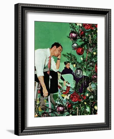 "Trimming the Tree," December 24, 1949-George Hughes-Framed Giclee Print