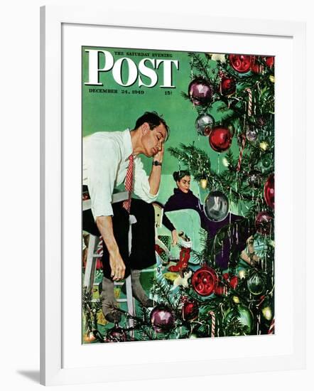 "Trimming the Tree," Saturday Evening Post Cover, December 24, 1949-George Hughes-Framed Giclee Print