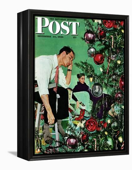 "Trimming the Tree," Saturday Evening Post Cover, December 24, 1949-George Hughes-Framed Premier Image Canvas
