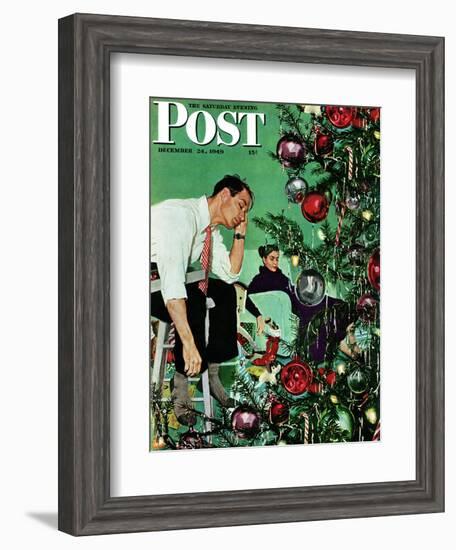 "Trimming the Tree," Saturday Evening Post Cover, December 24, 1949-George Hughes-Framed Giclee Print