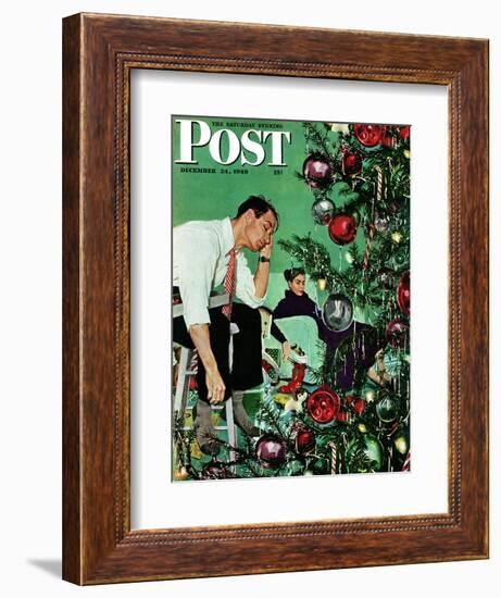 "Trimming the Tree," Saturday Evening Post Cover, December 24, 1949-George Hughes-Framed Giclee Print