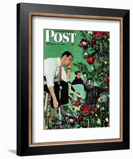 "Trimming the Tree," Saturday Evening Post Cover, December 24, 1949-George Hughes-Framed Giclee Print