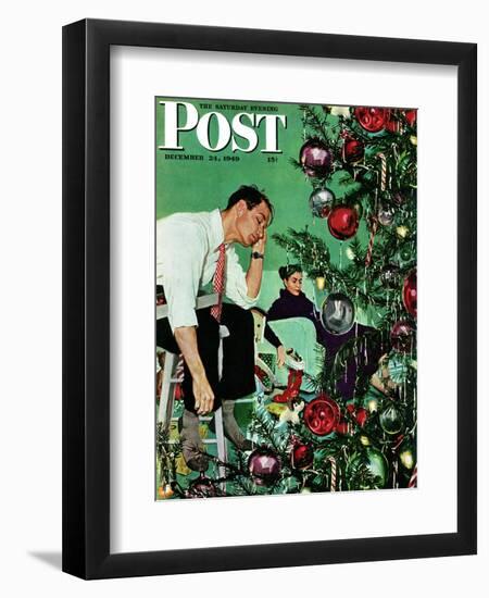 "Trimming the Tree," Saturday Evening Post Cover, December 24, 1949-George Hughes-Framed Giclee Print