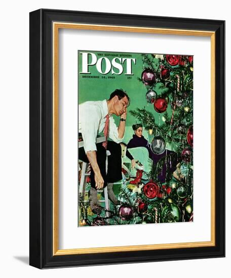 "Trimming the Tree," Saturday Evening Post Cover, December 24, 1949-George Hughes-Framed Giclee Print