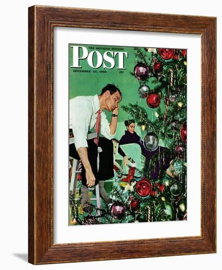 "Trimming the Tree," Saturday Evening Post Cover, December 24, 1949-George Hughes-Framed Giclee Print