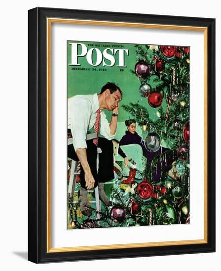 "Trimming the Tree," Saturday Evening Post Cover, December 24, 1949-George Hughes-Framed Giclee Print