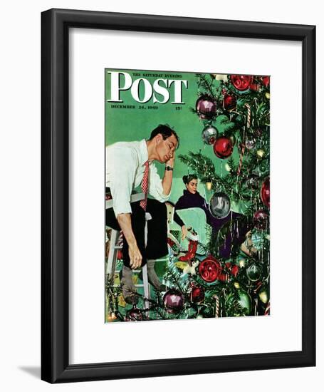 "Trimming the Tree," Saturday Evening Post Cover, December 24, 1949-George Hughes-Framed Giclee Print