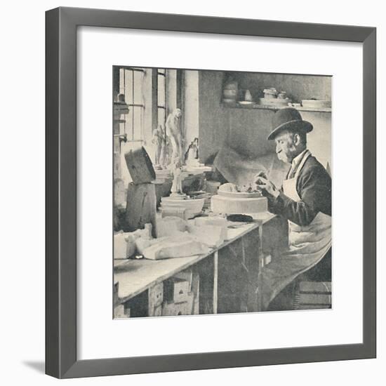 'Trimming up parts of raw clay', c1917-Unknown-Framed Photographic Print