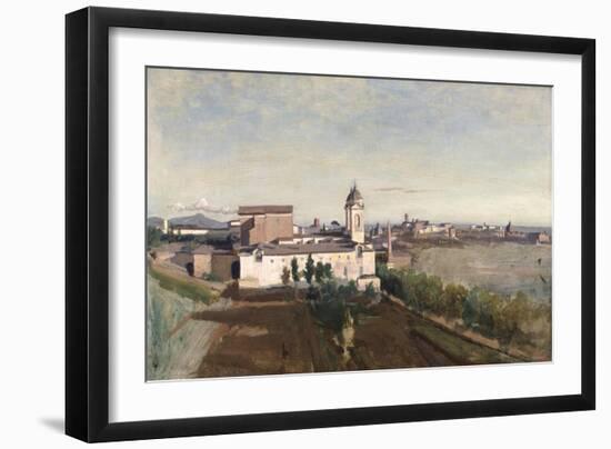 Trinita Dei Monti from the Villa Medici, C1830-1834-Jean-Baptiste-Camille Corot-Framed Giclee Print