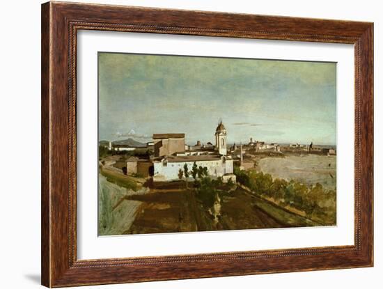 Trinita Dei Monti from the Villa Medici-Jean-Baptiste-Camille Corot-Framed Giclee Print