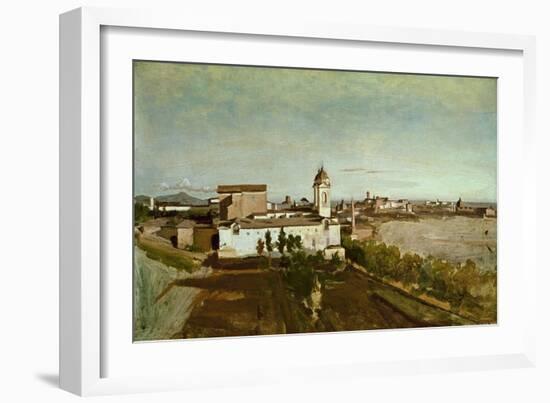 Trinita Dei Monti from the Villa Medici-Jean-Baptiste-Camille Corot-Framed Giclee Print