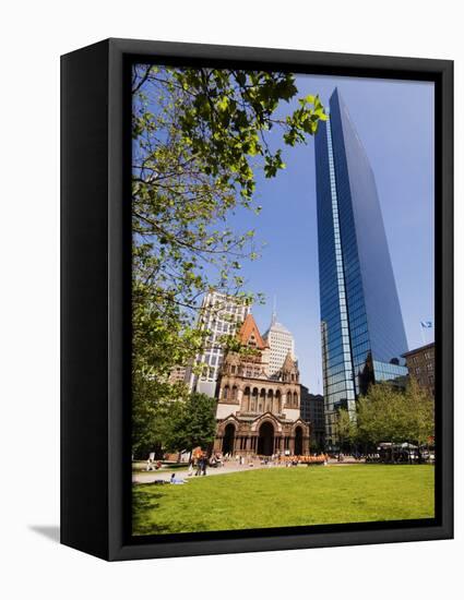 Trinity Church and the John Hancock Tower, Copley Square, Boston, Massachusetts, USA-Amanda Hall-Framed Premier Image Canvas