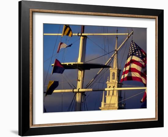 Trinity Church Behind Flags at Bowen's Wharf, Newport, Rhode Island, USA-Alexander Nesbitt-Framed Photographic Print