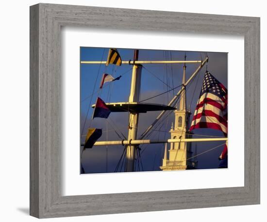 Trinity Church Behind Flags at Bowen's Wharf, Newport, Rhode Island, USA-Alexander Nesbitt-Framed Photographic Print