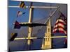 Trinity Church Behind Flags at Bowen's Wharf, Newport, Rhode Island, USA-Alexander Nesbitt-Mounted Photographic Print