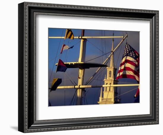 Trinity Church Behind Flags at Bowen's Wharf, Newport, Rhode Island, USA-Alexander Nesbitt-Framed Photographic Print