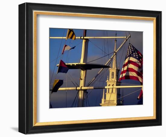 Trinity Church Behind Flags at Bowen's Wharf, Newport, Rhode Island, USA-Alexander Nesbitt-Framed Photographic Print